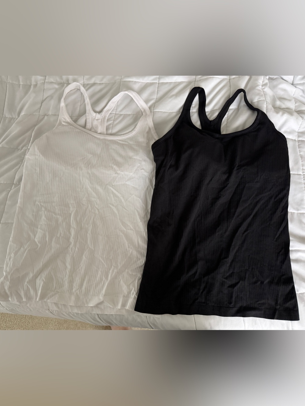 lululemon athletica Ribbed Bandeau Tanks in White & Black
